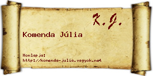 Komenda Júlia névjegykártya
