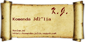 Komenda Júlia névjegykártya